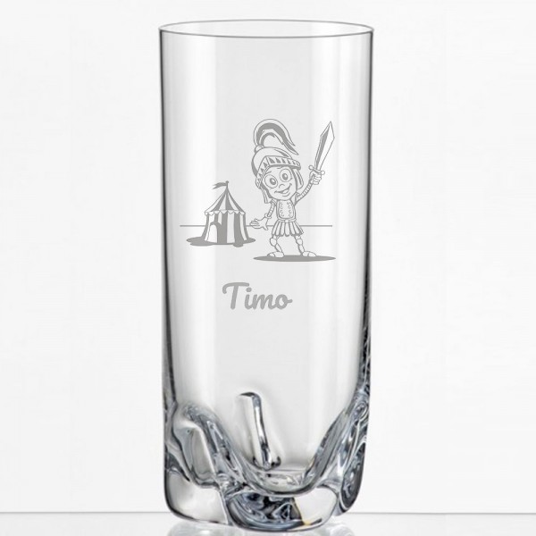 Saftglas mit Rittermotiv und Namen personalisiert