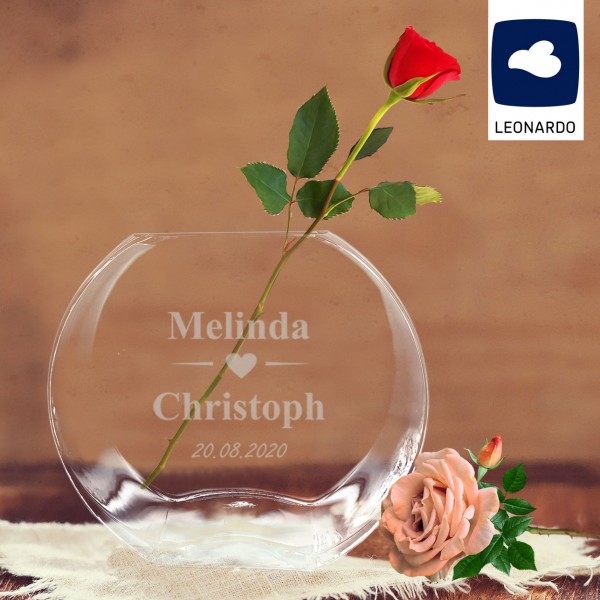 Blumenvase graviert für Paare von Leonardo