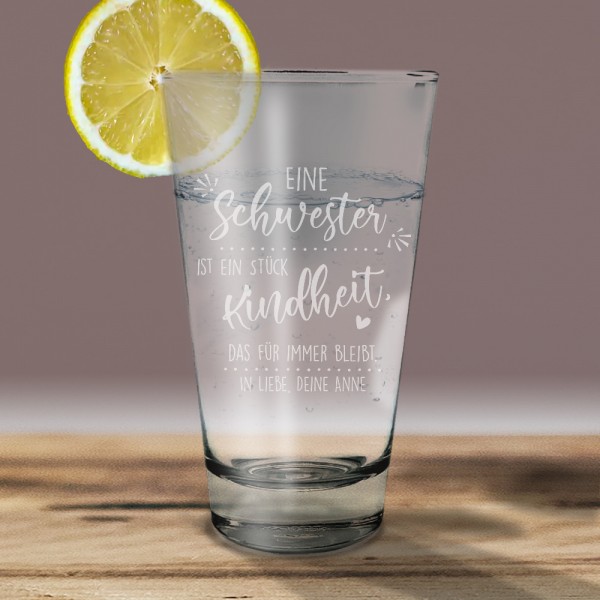 Longdrinkglas *Schwester* mit Wunschtext graviert