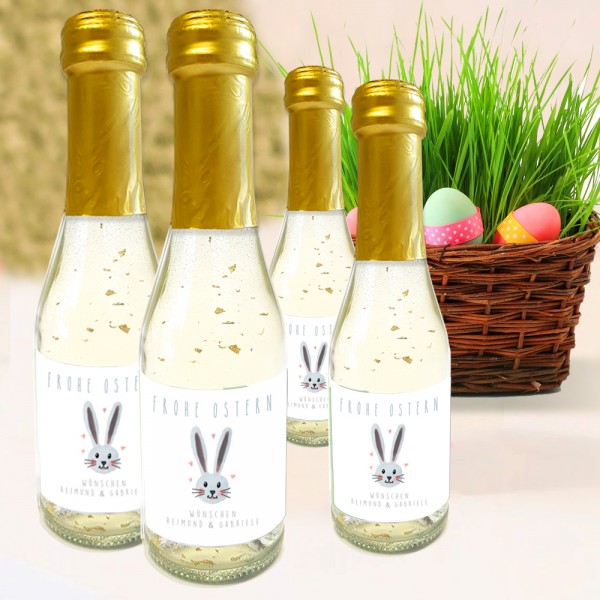 Oster Piccolo Sekt mit Goldflocken und Etikett personalisiert