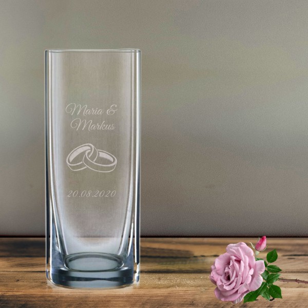 Vase mit Gravur Hochzeit
