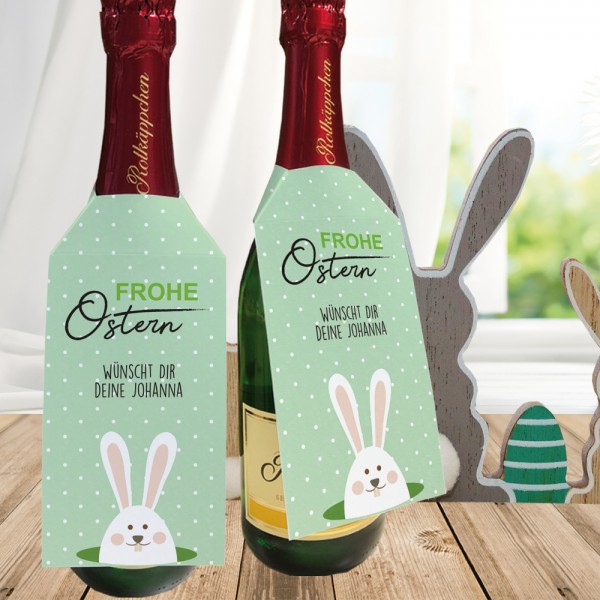 Frohe Ostern - Personalisierter Flaschenanhänger für Sektflaschen