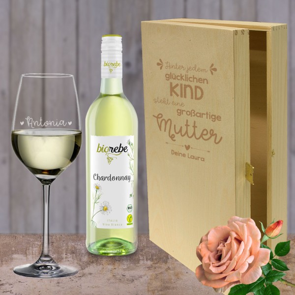 Weinset mit Rosé oder Weißwein zum verschenken für deine Mama