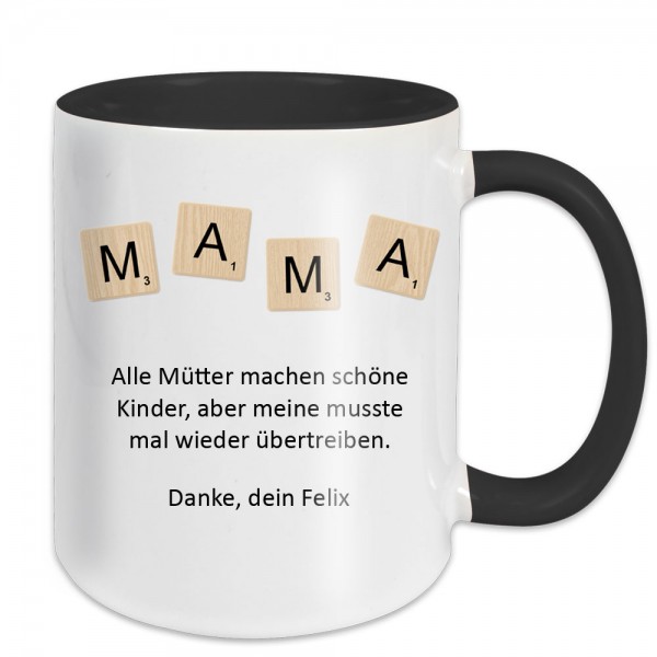 Tasse für die Lieblingsmama mit MAMA-Scrabblesteinen
