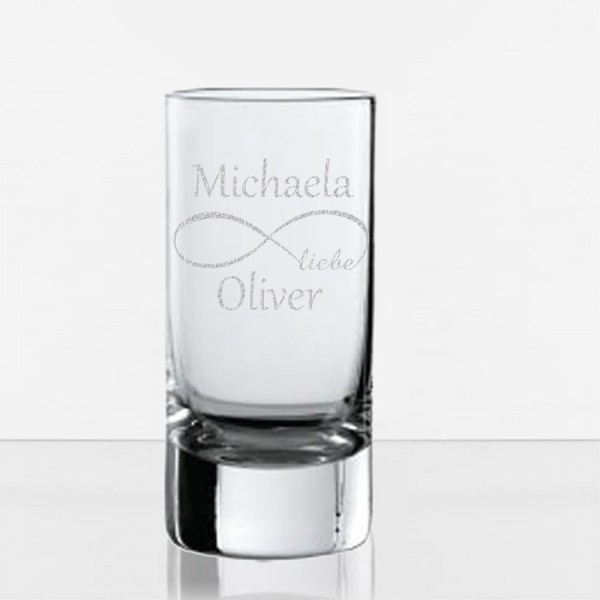 Schnapsglas mit Namen als Gastgeschenk