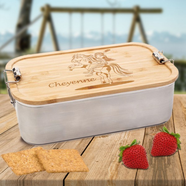 Persönliche Lunchbox mit Pferdemotiv für Mädchen