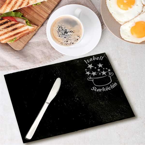 Frühstücksbrettchen *Starköchin* Schiefer bedrucken