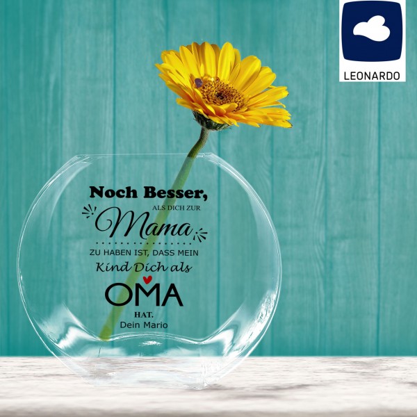 Bedruckte Blumenvase mit Motiv *Noch besser als* von Leonardo für Mutti