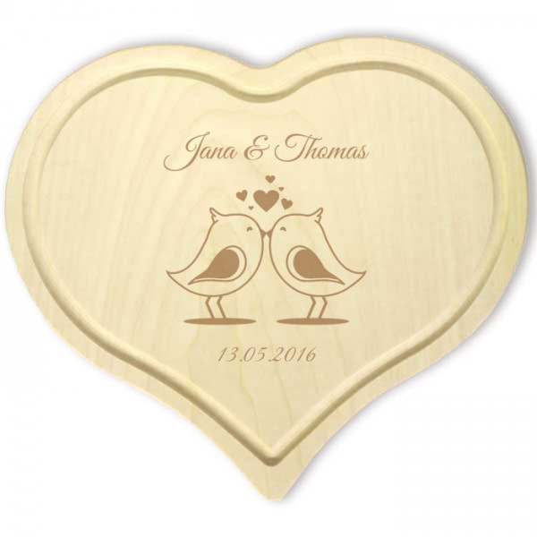 Herz Frühstücksbrettchen Liebe mit Gravur