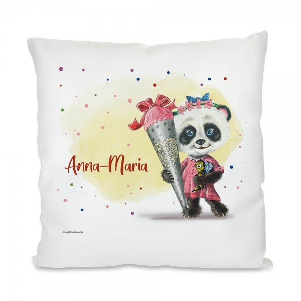 Individuelles Kissen zum Schulanfang für Mädchen mit Panda