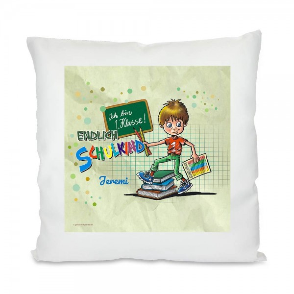 personalisiertes Geschenk zur Einschulung Kissen für Jungs