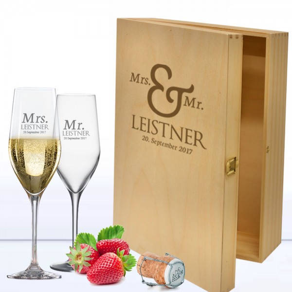 Sektgläser graviert im Geschenkset