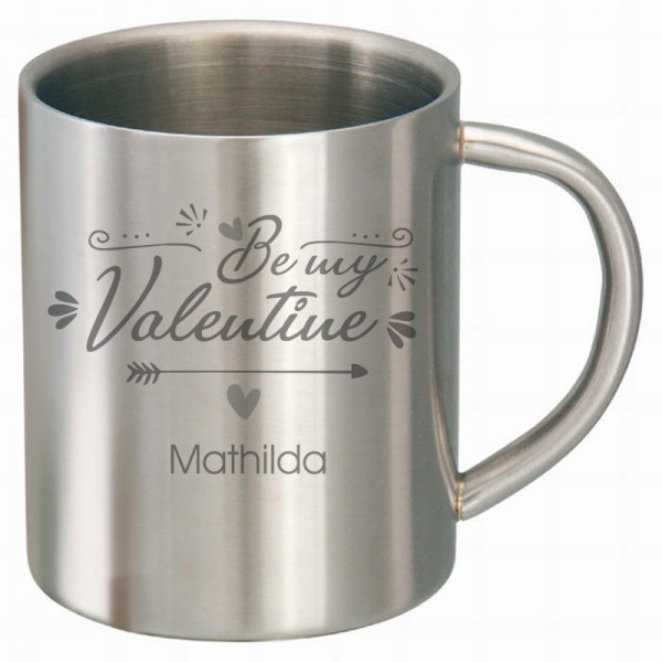 Geschenk zum Valentinstag Edelstahltasse mit Namen graviert
