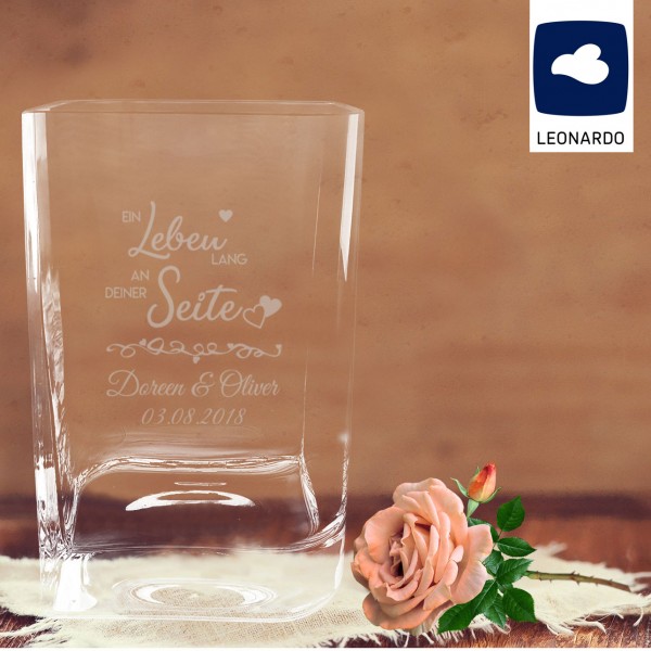 Leonardo Blumenvase mit Gravur *Ein Leben lang*