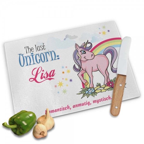 Einhorn-Frühstücksbrett mit Namen