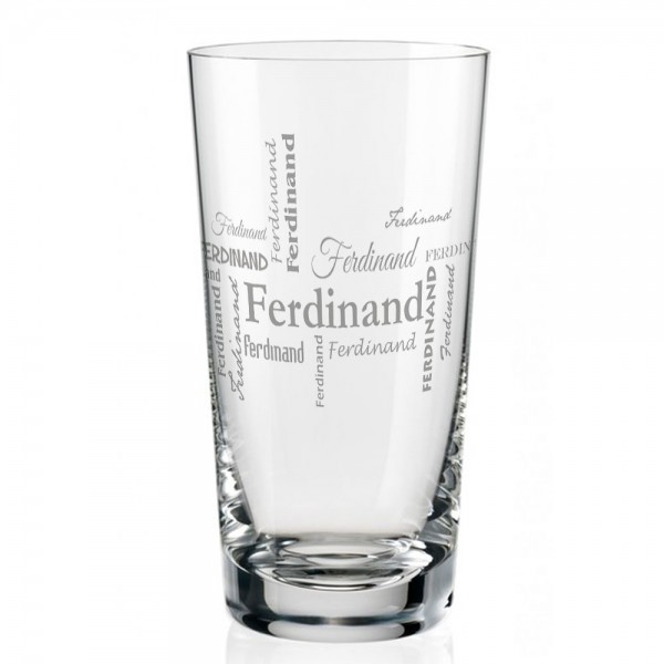 Longdrinkglas mit Namen in verschiedenen Schriftarten von Leonardo