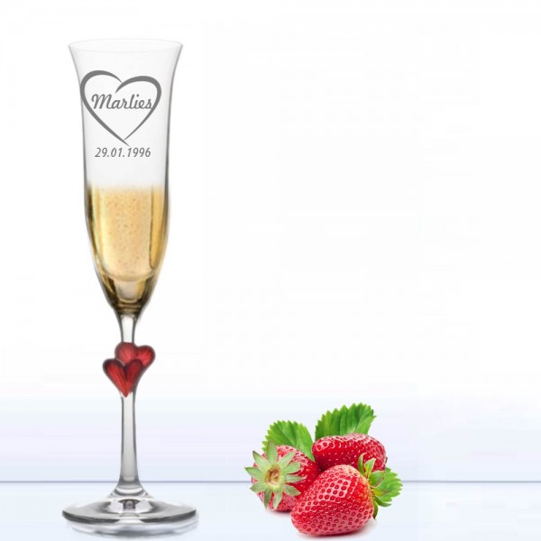 Stölzle L Amour Sekt Glas mit Motiv - Heartbeat