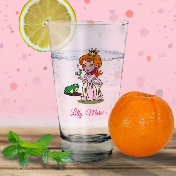 Persönliches Kinder Trink-/Saftglas Prinzessin mit Wunschnamen bedruckt