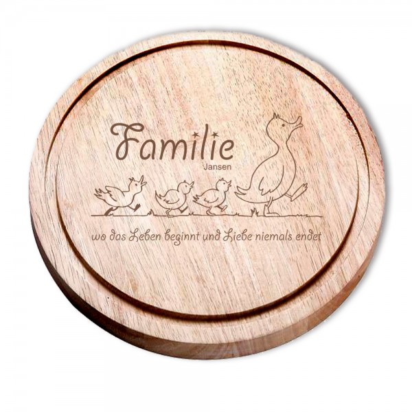 Schneidebrett Holz Familie mit Gravur