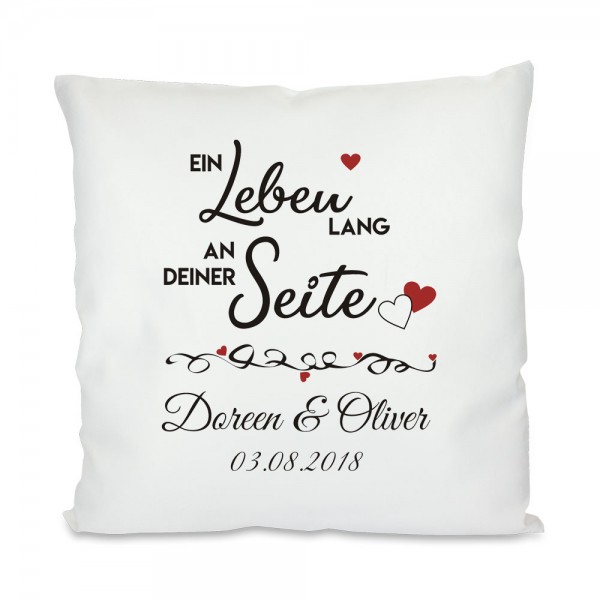 Ein Leben lang - bedrucktes Kissen für Verliebte