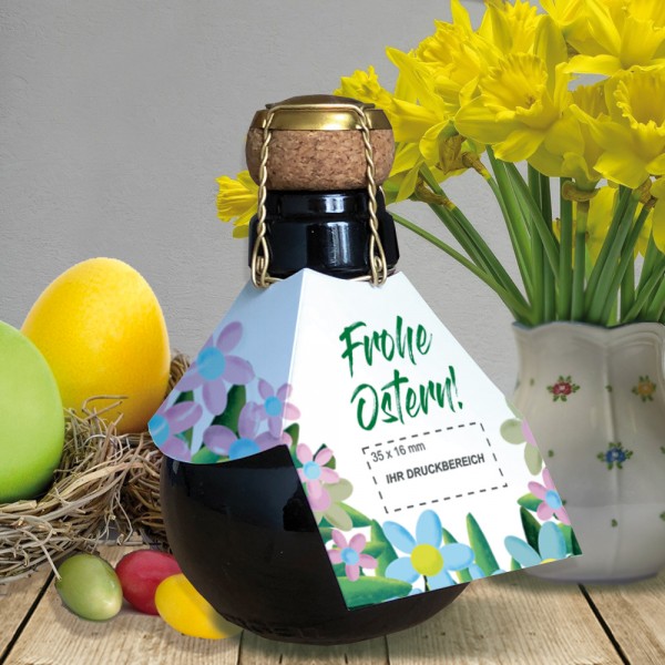 Sektbombe mit eigenem Flaschenanhänger bedruckt - Frohe Ostern