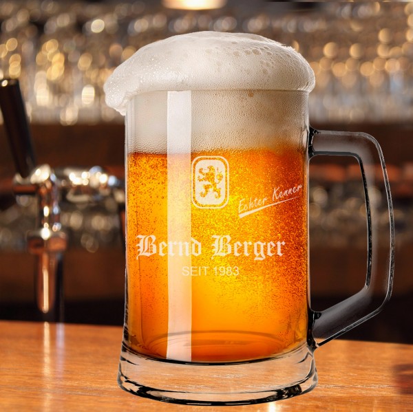 Bierkrug / Bierseidel 0,5l mit Wunschnamen und Geburtsjahr