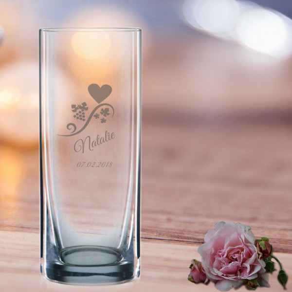 gravierte Vase Herzranke - personalisierbar