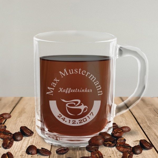 Glastasse für Kaffee oder Tee personalisiert