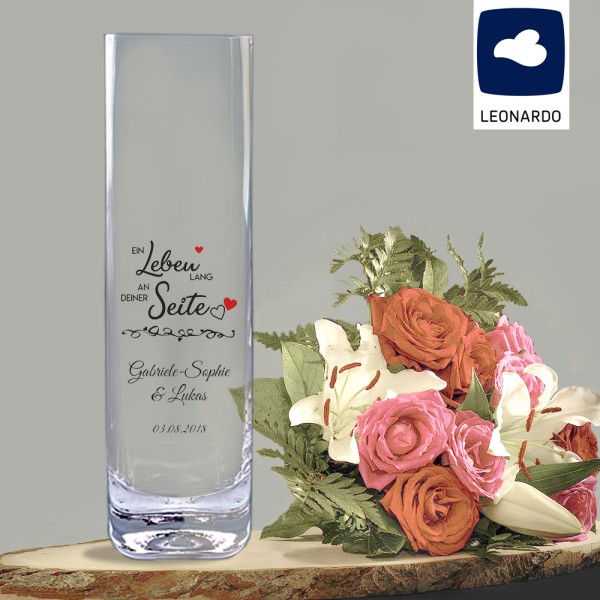 Blumenvase mit Ihrem persönlichem Wunschtext bedruckt