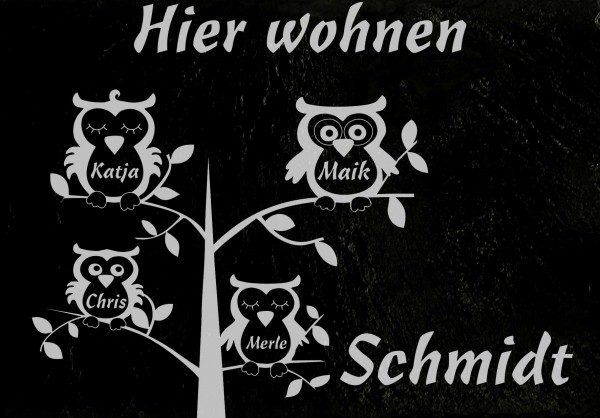 Türschild aus Schiefer mit Gravur