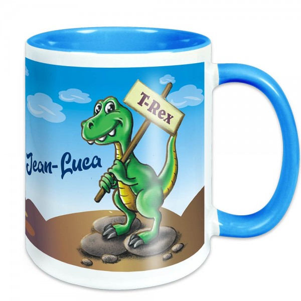 Tasse für Kinder Dino T-Rex mit Namen personalisiert