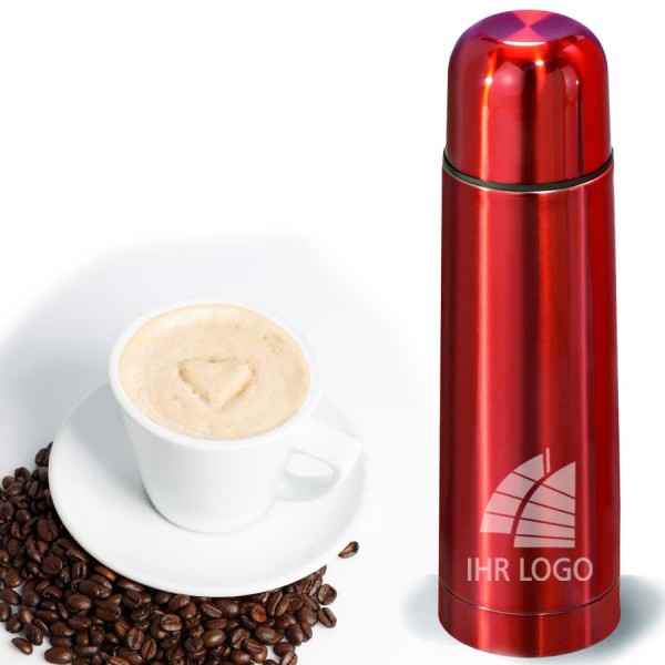 Isolierflasche mit Logo rot 0,7 l