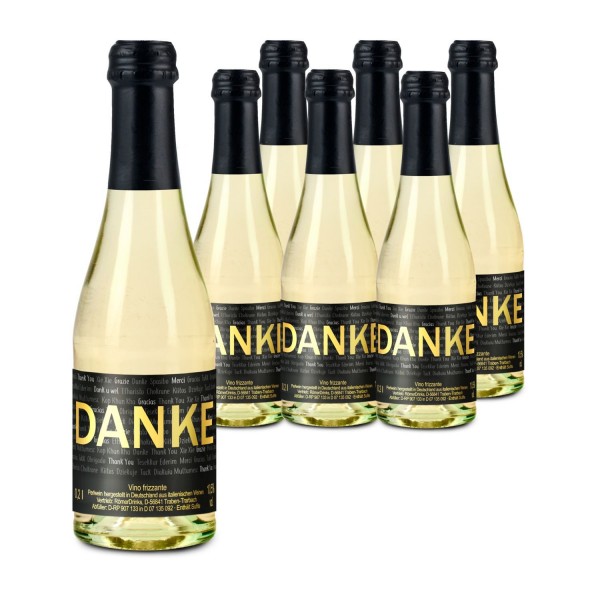 Sektflasche „Danke“ Piccolo 6er Set als Geschenk