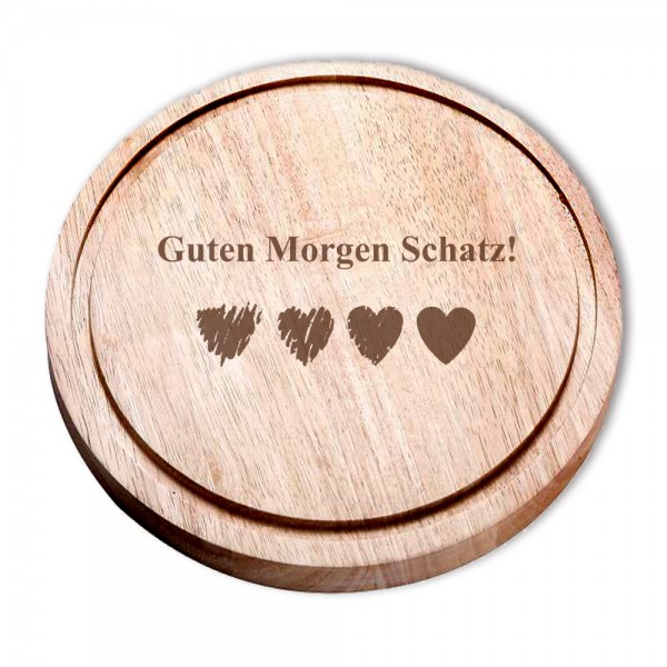 Frühstücksbrett Holz rund mit Gravur