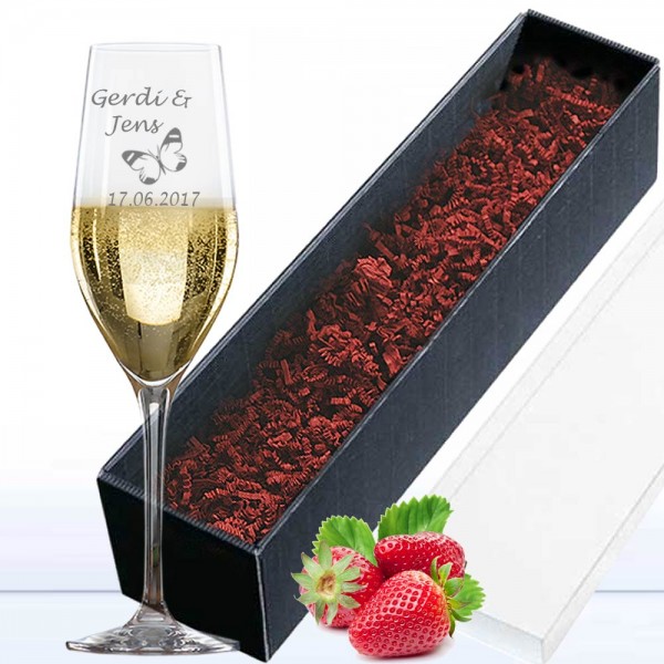 Sektglas mit Motiv in Geschenkverpackung