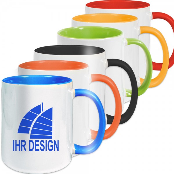 Zweifarbige Tasse / Keramiktasse mit Logo bedrucken