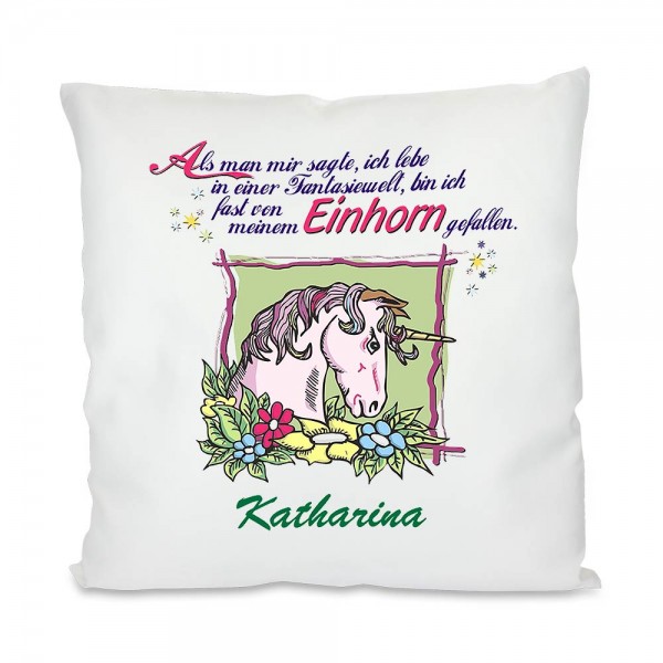 Einhorn Kissen mit Spruch und Namen