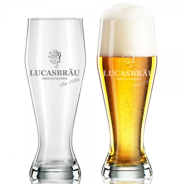 Weizenbierglas / Weißbierglas mit Namen graviert