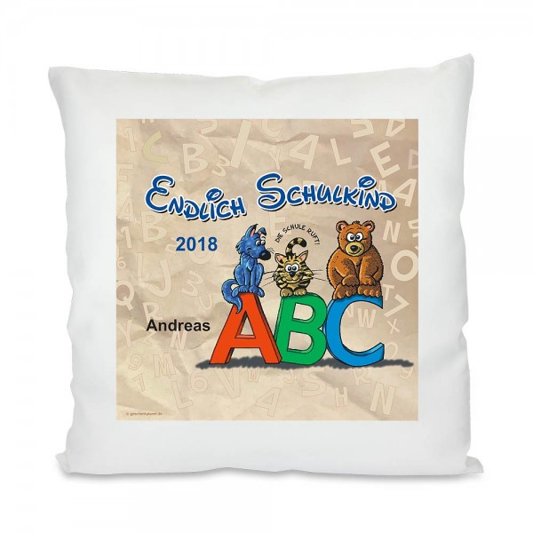 Geschenk zum Schulanfang / Einschulung Kissen mit Namen