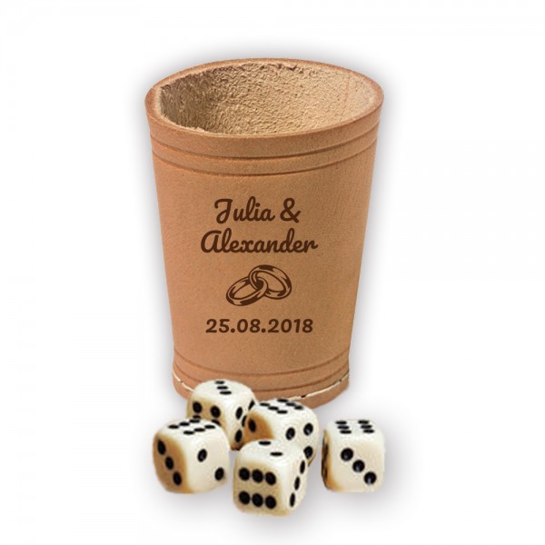Würfelbecher zur Hochzeit personalisiert mit Namen