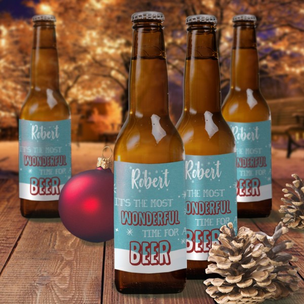 Individuelles Weihnachts Bier-Flaschenetikett mit eigenem Druck