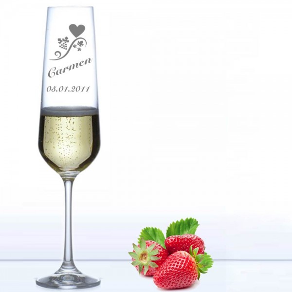 personalisiertes Sektglas - Herzranke