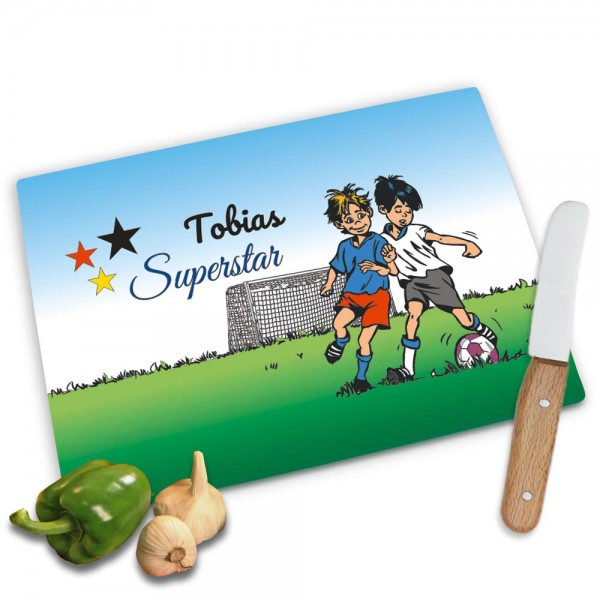 Frühstücksbrett für Jungen Fußball personalisiert