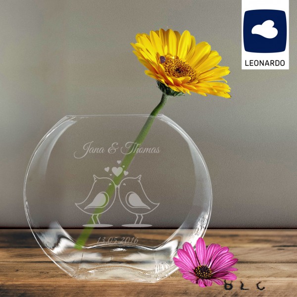 Verliebte Vögel - Vase von Leonardo mit Gravur