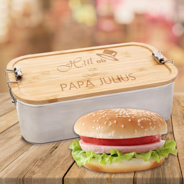 Edelstahl-Lunchbox "Hut ab... " mit persönlicher Gravur