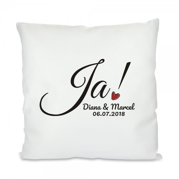 Personalisierbares Geschenk "JA" Hochzeitskissen mit Namen