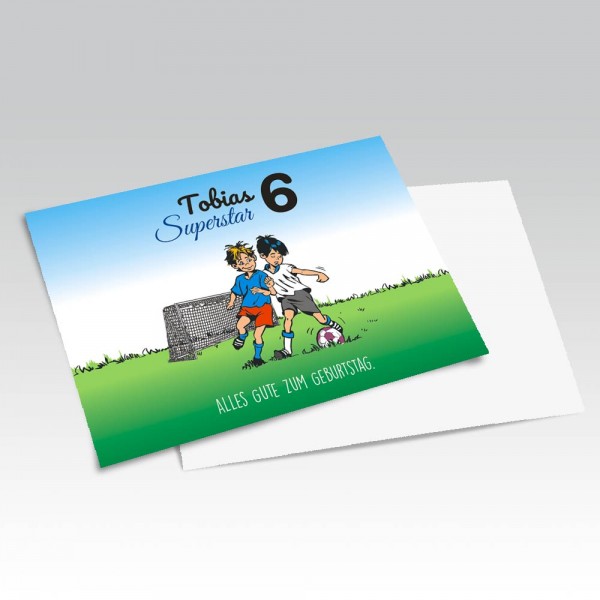 Geburtstags-Karte für Kinder Fußball Motiv und Namen