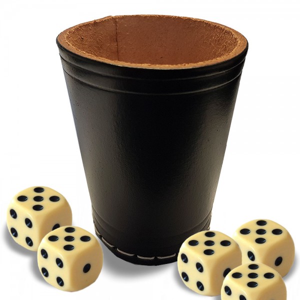 Würfelbecher Leder schwarz