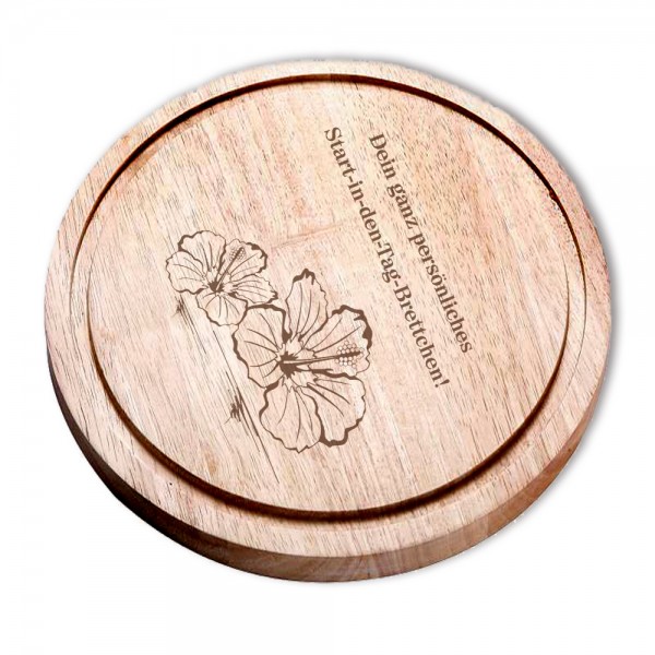 Schneidebrett Holz graviert Blumen