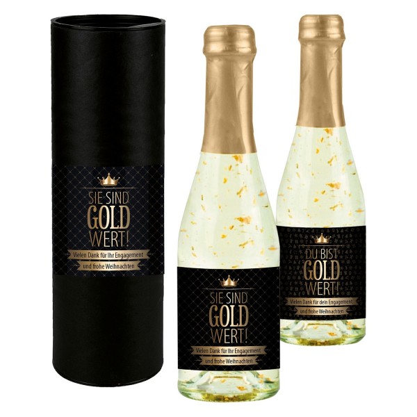 Sekt Geschenk Sie sind Gold-Wert - mit Goldflocken 0,2l